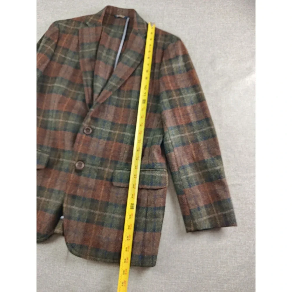 Brooks Brothers Fitzgerald Tweed Blazer Mens 38 S Plaid Wool Elbow Patches